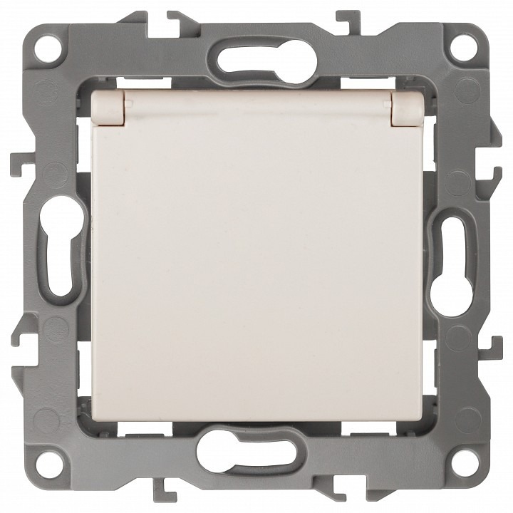 Фото Розетка с заземлением и со шторкой, без рамки с крышкой Эра Эра 12 12-2103-02 ER_B0014694 - интернет-магазин МегаТерем в Москве