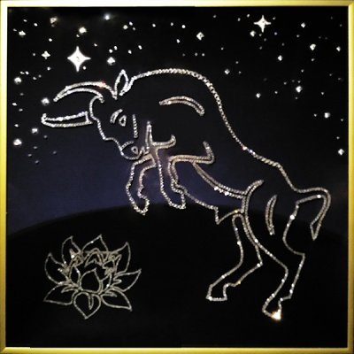 Картина Бык с лотосом белый...