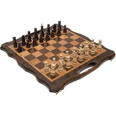 Шахматы + нарды резные 50 с ручкой, Haleyan (28452)