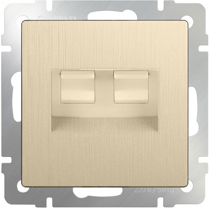 Фото Розетка двойная RJ-11 и Ethernet RJ-45, без рамки Werkel Шампань рифленый WL10-RJ11-45 - интернет-магазин МегаТерем в Москве