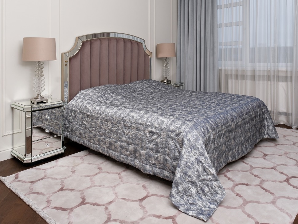 Фото Покрывало HOUSTON синее со стежкой 260*260 (TT-00016455) - интернет-магазин МегаТерем в Москве