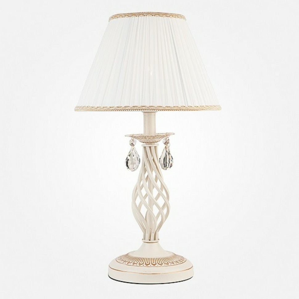 Фото Настольная лампа декоративная Eurosvet Amelia 10054/1 белый с золотом/прозрачный хрусталь Strotskis EV_79084 - интернет-магазин МегаТерем в Москве