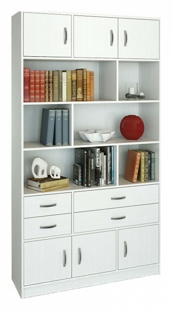 Фото Стеллаж комбинированный Либерти-62 MAS_Stellazh_Liberti-62BEL - интернет-магазин МегаТерем в Москве