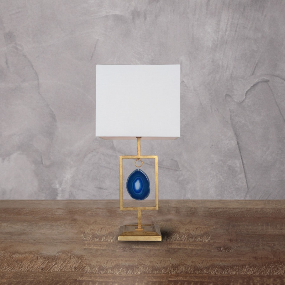 Фото Лампа настольная MT3486-1, металл, текстиль, white, gold, blue, ROOMERS FURNITURE - интернет-магазин МегаТерем в Москве