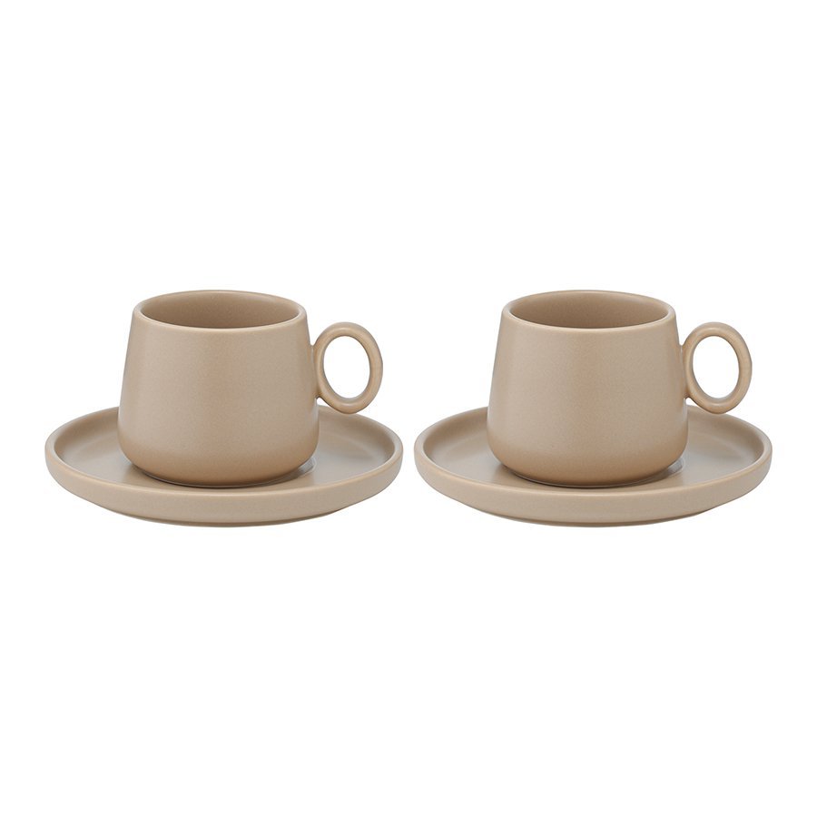 Фото Набор из двух чашек с блюдцами бежевого цвета из коллекции essential, 120 мл (75186) - интернет-магазин МегаТерем в Москве