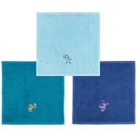 Комплект салфеток махровых "monkey",35х35см-3шт,мятный,синий, бирюза 100% хлопок SANTALINO (850-600-80)