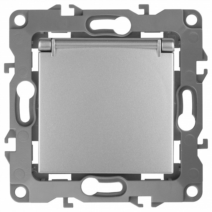 Фото Розетка с заземлением и со шторкой, без рамки с крышкой Эра Эра 12 12-2103-03 ER_B0014695 - интернет-магазин МегаТерем в Москве