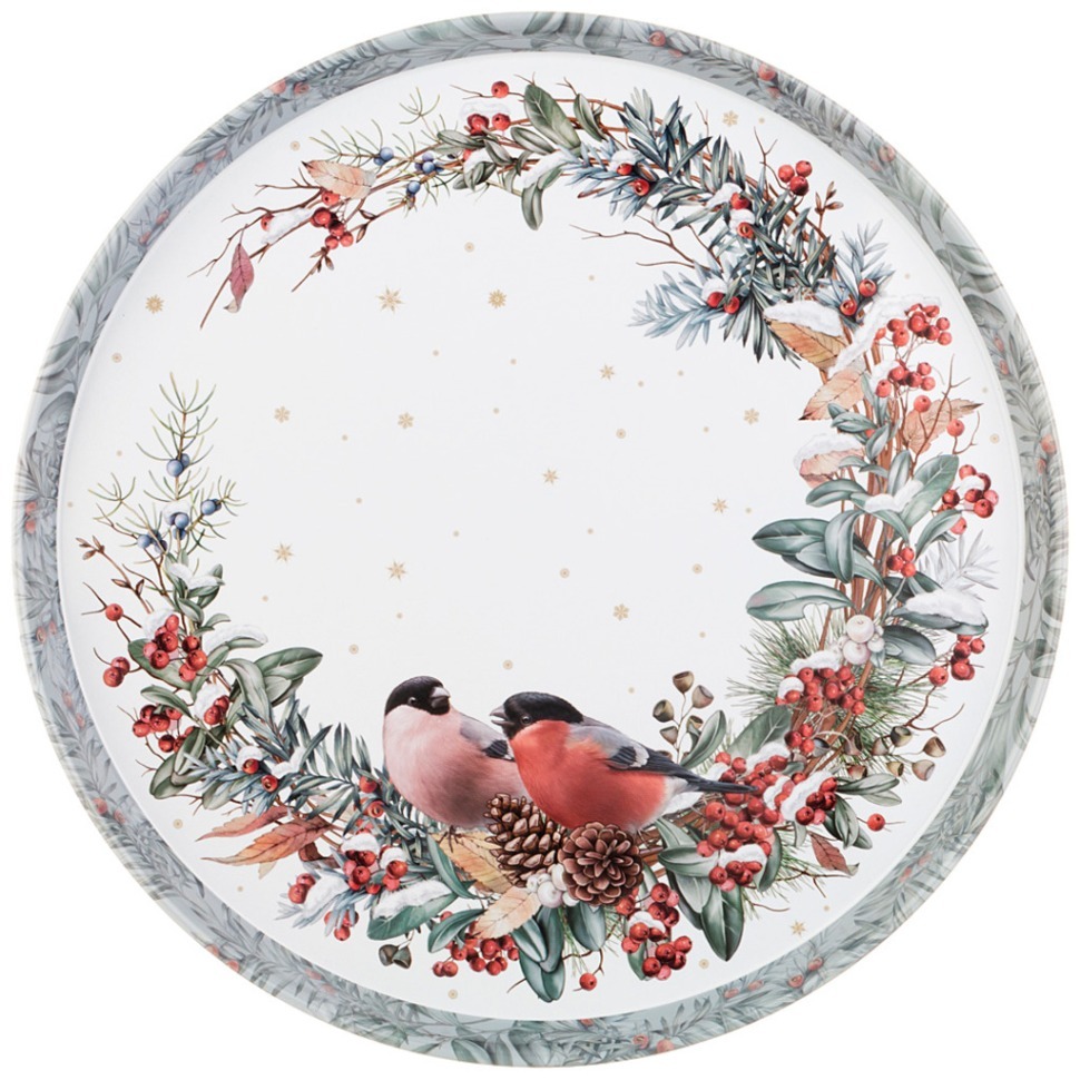 Фото Поднос сервировочный agness коллекция снегири 33*2,1 см (898-228)  - интернет-магазин МегаТерем в Москве