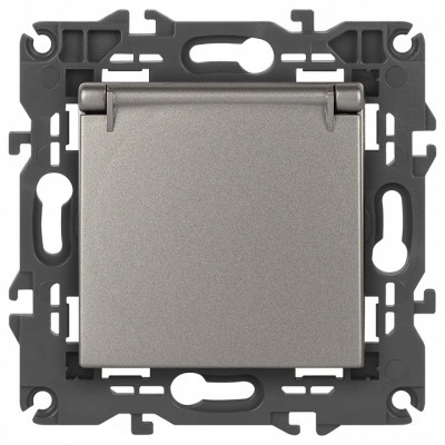 Розетка с заземлением и со шторкой, без рамки с крышкой Эра Эра Elegance 14-2103-16 ER_B0065811