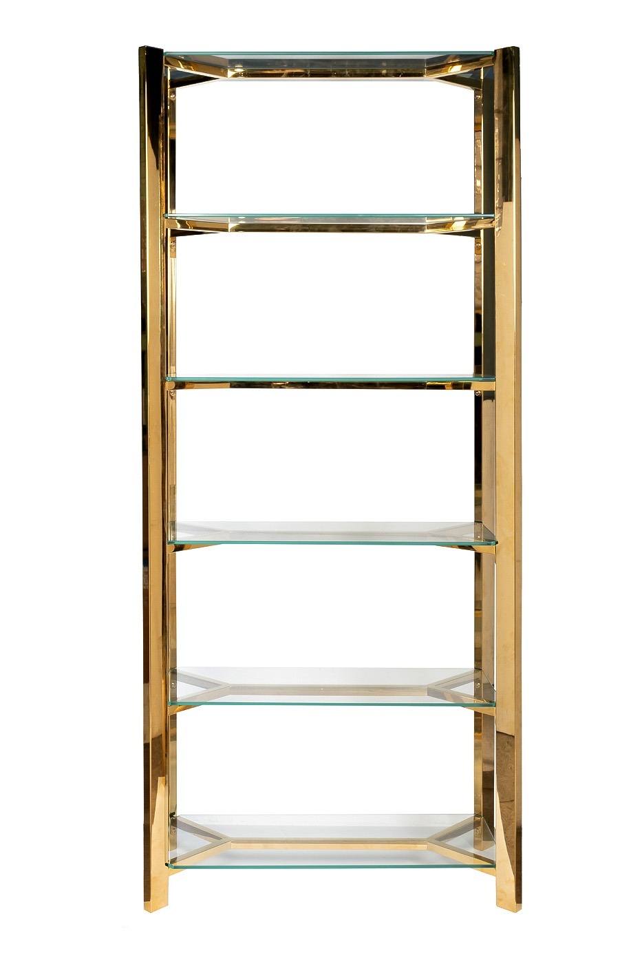 Фото Стеллаж стекло прозр/золото 80*35*180см (TT-00011329) - интернет-магазин МегаТерем в Москве