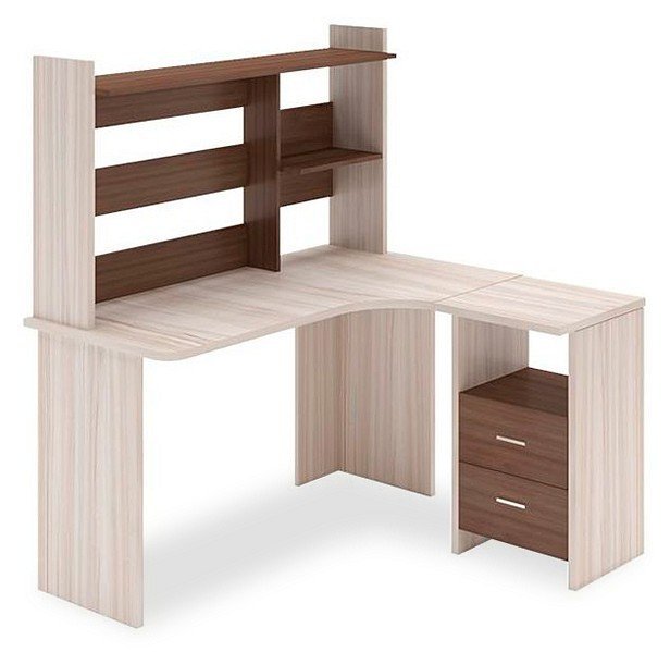 Фото Стол компьютерный Домино Lite СКЛ-Угл130+НКЛ-130 MER_SKL-Ugl130-NKL-130_KSH-CH_PRAV - интернет-магазин МегаТерем в Москве