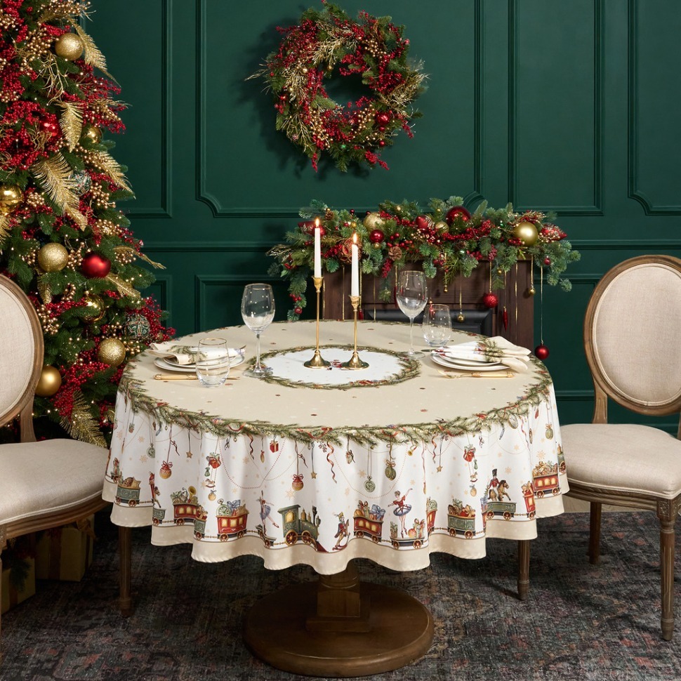 Фото Скатерть круглая  щелкунчик ,190см ,бежевый , 100%хлопок , твил Lefard (850-757-25) - интернет-магазин МегаТерем в Москве