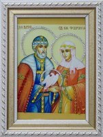 Икона Петр и Феврония с кристаллами Swarovski (1926)