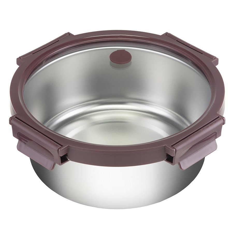 Фото Ланч-бокс стальной со стеклянной крышкой, 1,5 л, сливовый (75142) - интернет-магазин МегаТерем в Москве