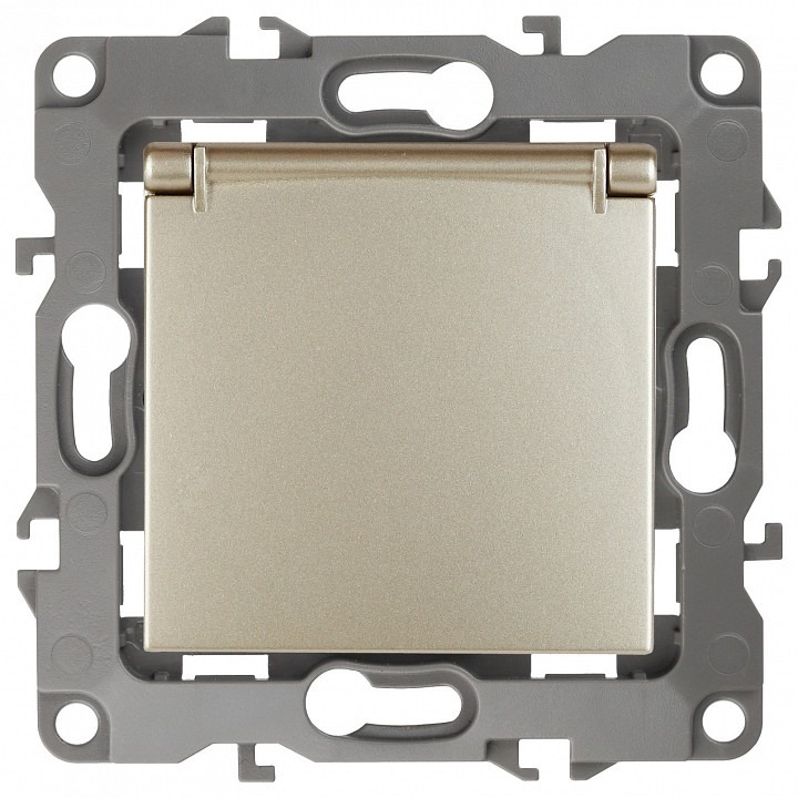 Фото Розетка с заземлением и со шторкой, без рамки с крышкой Эра Эра 12 12-2103-04 ER_B0014696 - интернет-магазин МегаТерем в Москве