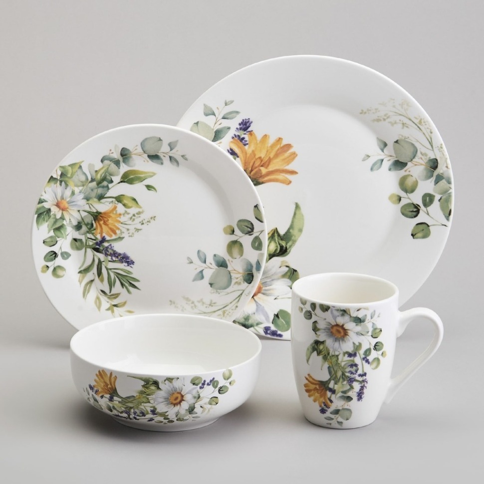 Фото Набор посуды обеденный lefard ромашковое поле на 4 пер. 16 пр. (358-2226)  - интернет-магазин МегаТерем в Москве