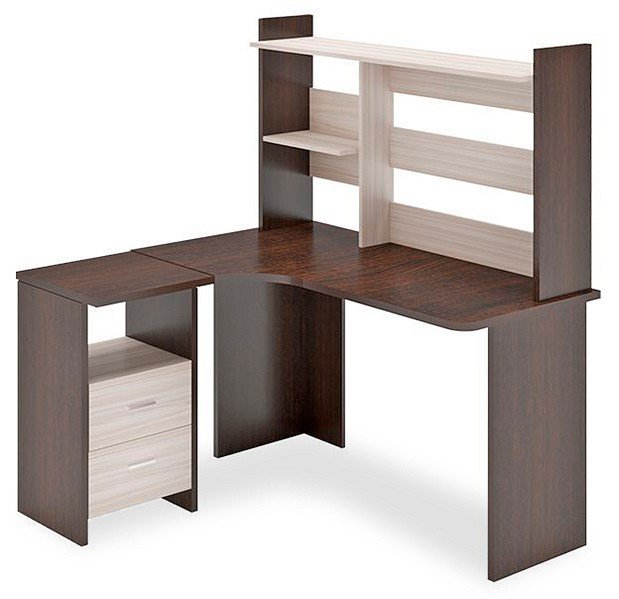 Фото Стол компьютерный Домино Lite СКЛ-Угл130+НКЛ-130 MER_SKL-Ugl130-NKL-130_VK_LEV - интернет-магазин МегаТерем в Москве