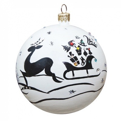 Фото Новогодний шар Снежная фантазия с кристаллами Swarovski (4000) - интернет-магазин МегаТерем в Москве