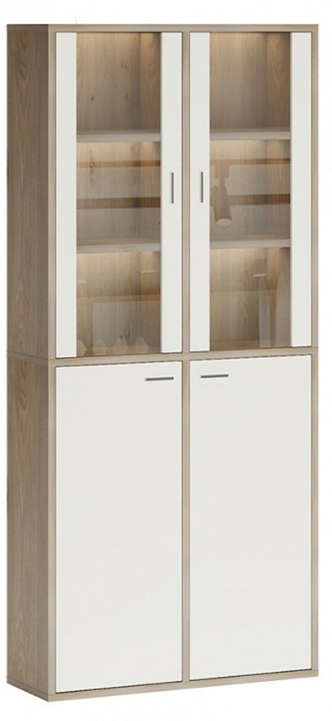 Фото Шкаф-витрина Домино СУ(ш2в2)+2ФС+2ФГ MER_SUsh2v2-2FS-2FG-NBE-nelson-belyj - интернет-магазин МегаТерем в Москве