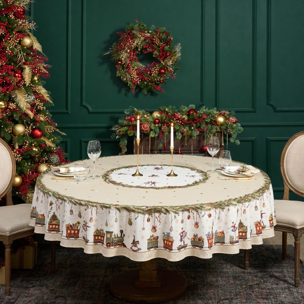 Фото Скатерть круглая  щелкунчик ,220см бежевый 100% хлопок , твил Lefard (850-757-26) - интернет-магазин МегаТерем в Москве