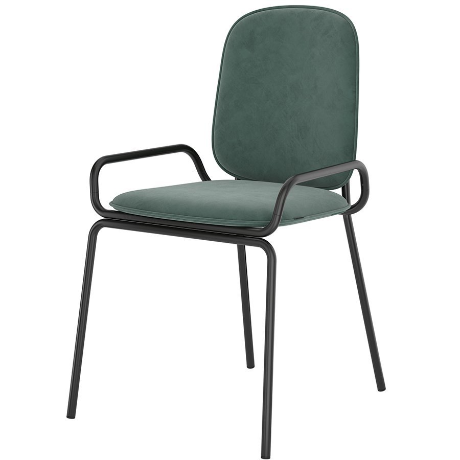 Фото Стул ror, 2 frame, велюр, черный/зеленый (74430) - интернет-магазин МегаТерем в Москве