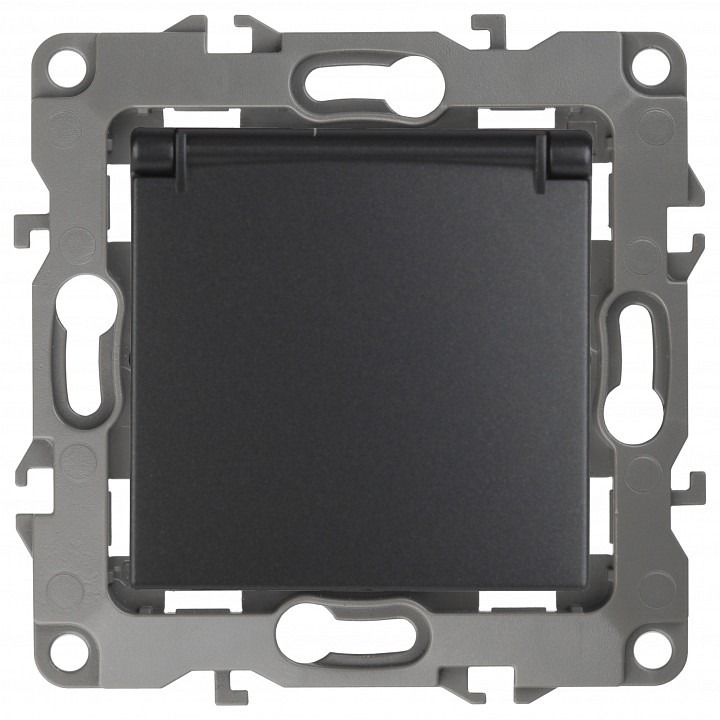 Фото Розетка с заземлением и со шторкой, без рамки с крышкой Эра Эра 12 12-2103-05 ER_B0014697 - интернет-магазин МегаТерем в Москве