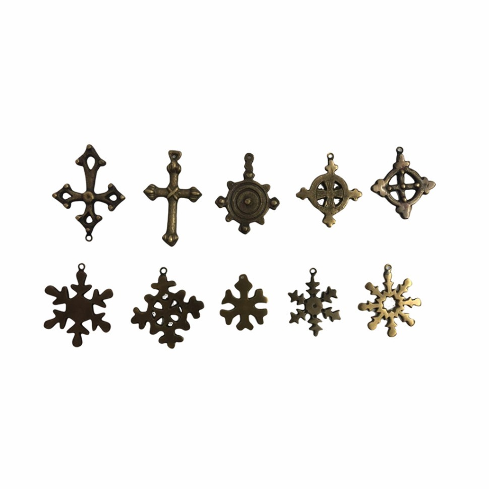 Фото Набор елочных игрушек из 10 штук PI159/AB, никель, Antique brass, ROOMERS FURNITURE - интернет-магазин МегаТерем в Москве