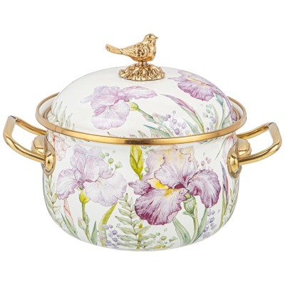 Кастрюля эмалированная agness с крышкой, серия irises, 2,1л, диа.16см подходит для инд. плит (950-571) 