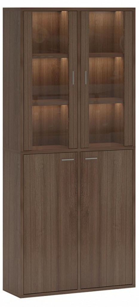 Фото Шкаф-витрина Домино СУ(ш2в2)+2ФС+2ФГ MER_SUsh2v2-2FS-2FG-SH-shamoni-CH - интернет-магазин МегаТерем в Москве