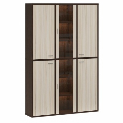 Шкаф-витрина Домино СУ(ш3в2)+4ФГ+2ФС MER_SUsh3v2-4FG-2FS-VK-venge-karamel