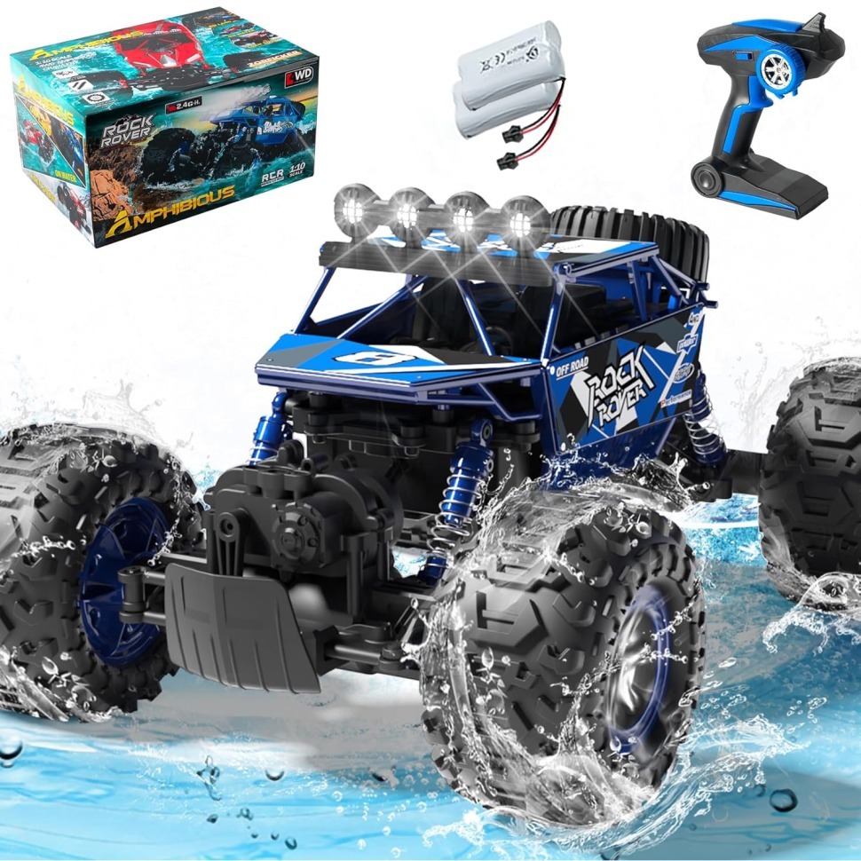 Фото Радиоуправляемый синий краулер амфибия (2 АКБ 7.4В, свет, 1:10) (C1201W-BLUE-V2) - интернет-магазин МегаТерем в Москве