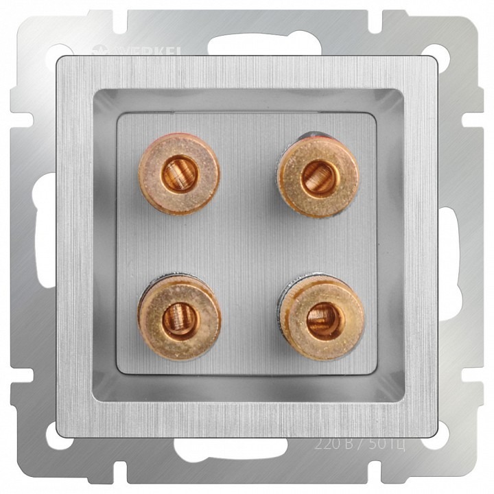 Фото Розетка акустическая без рамки Werkel Серебряный рифленый WL09-AUDIOx4 WRK_a035637 - интернет-магазин МегаТерем в Москве