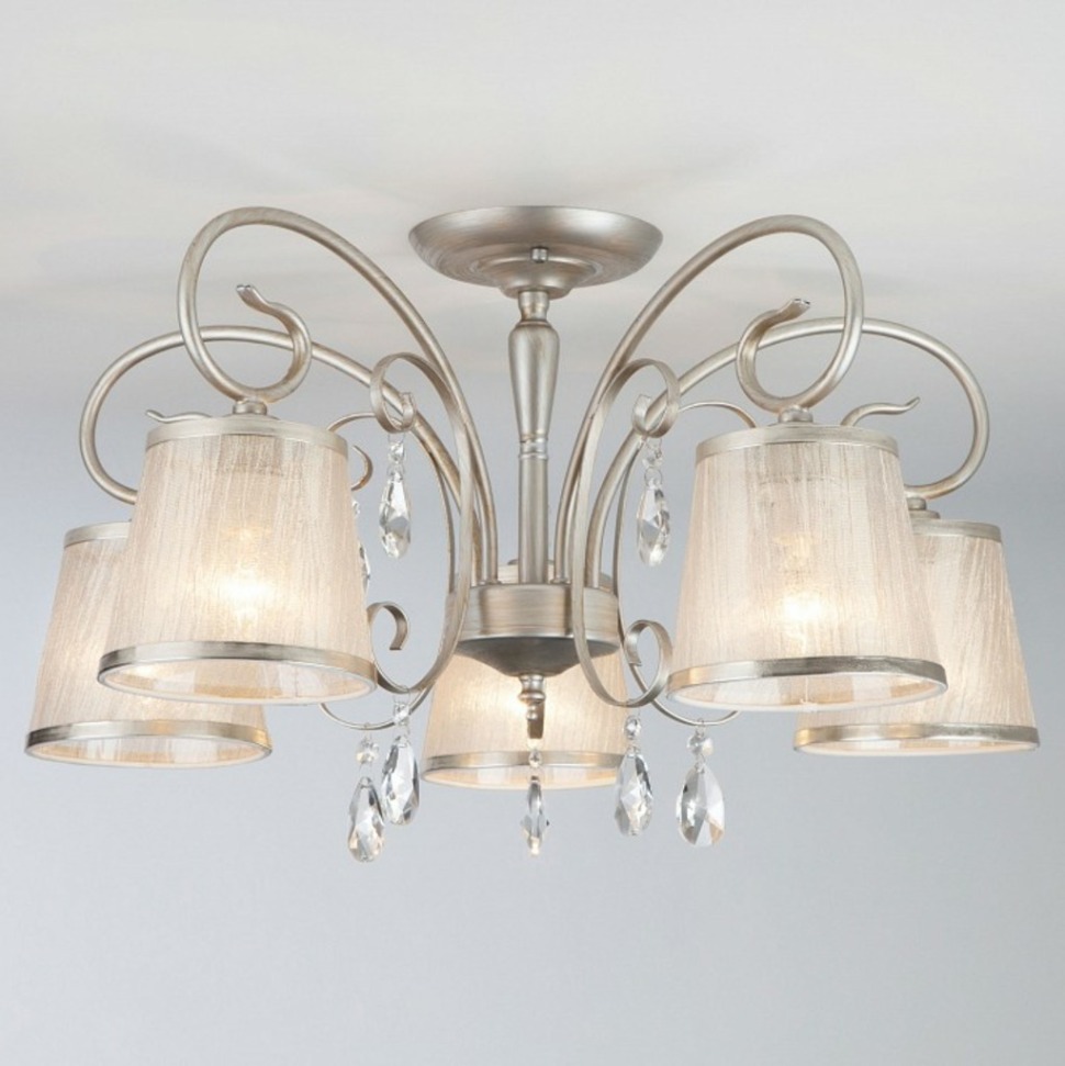 Фото Потолочная люстра Eurosvet Liona 60065/5 серебро EV_82052 - интернет-магазин МегаТерем в Москве