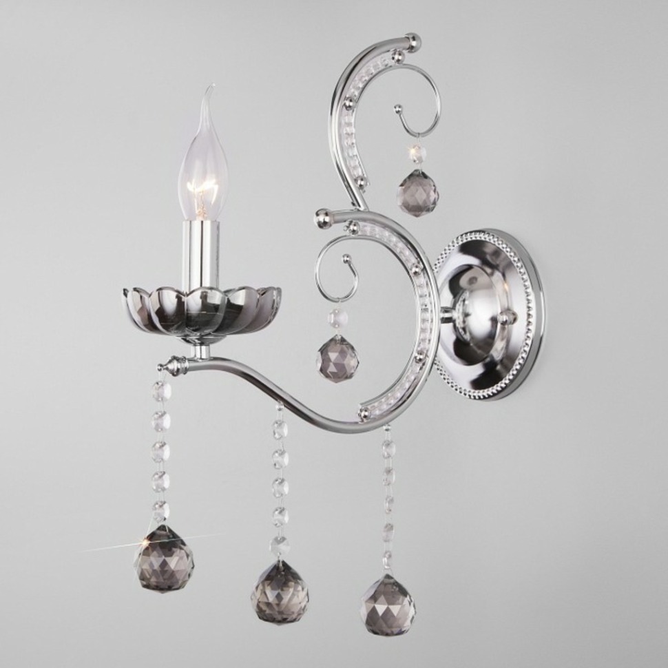 Фото Бра Eurosvet Brezza 10107/1 хром/дымчатый хрусталь Strotskis EV_a045440 - интернет-магазин МегаТерем в Москве