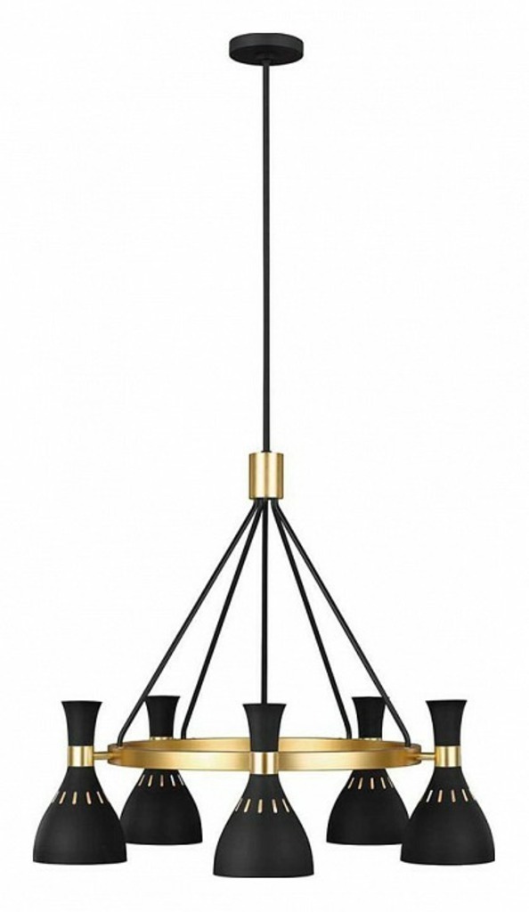 Фото Люстра на штанге Feiss Joan FE-JOAN5-MB NC_QN-JOAN5-MB - интернет-магазин МегаТерем в Москве