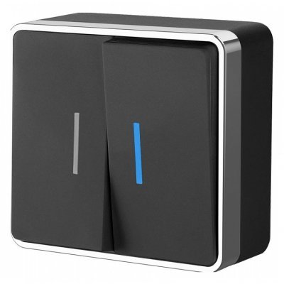 Выключатель двухклавишный с подсветкой без рамки Werkel Gallant (черный/хром) W5020135 WRK_a050975