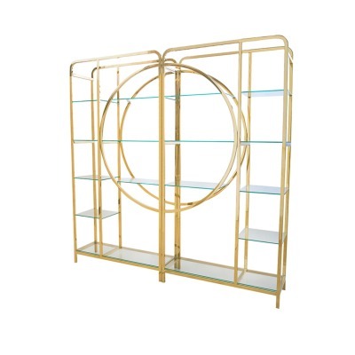 Стеллаж Z0152-31#, стекло, нержавеющая сталь, gold, ROOMERS FURNITURE
