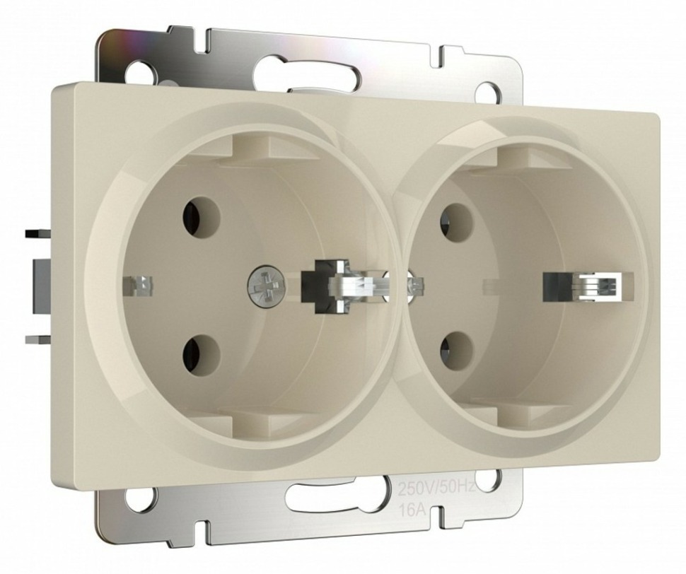 Фото Розетка двойная с заземлением, без рамки Werkel слоновая кость W1172003 WRK_a051465 - интернет-магазин МегаТерем в Москве