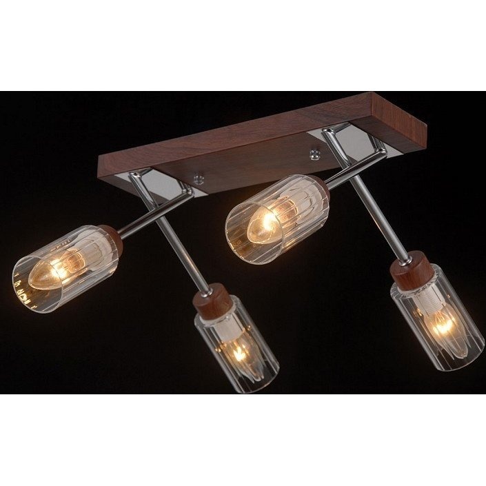 Фото Потолочная люстра Natali Kovaltseva Helsinki Wood HELSINKI WOOD 81043-4C WOOD,CHROME - интернет-магазин МегаТерем в Москве