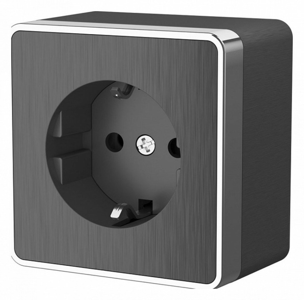 Фото Розетка с заземлением Werkel Gallant (графит рифленый) W5071004 WRK_a051339 - интернет-магазин МегаТерем в Москве