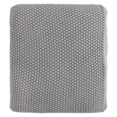 Плед из стираного хлопка серого цвета из коллекции essential, 130х180 см (74410)