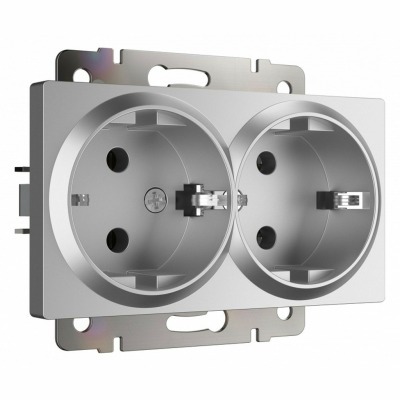 Розетка двойная с заземлением, без рамки Werkel Серебряный W1172006 WRK_a051525