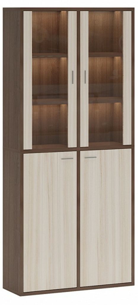 Фото Шкаф-витрина Домино СУ(ш2в2)+2ФС+2ФГ MER_SUsh2v2-2FS-2FG-SHK-shamoni-CH-karamel - интернет-магазин МегаТерем в Москве