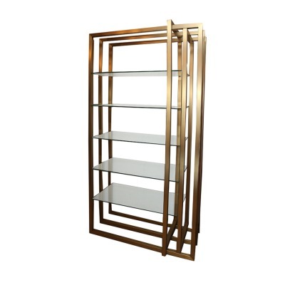 Стеллаж Белджио G0085-31#A, Нержавеющая сталь, закаленное стекло, gold, ROOMERS FURNITURE