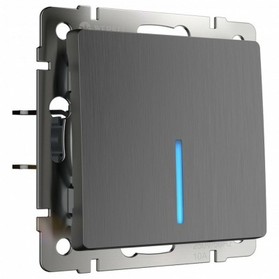 Выключатель одноклавишный с подсветкой без рамки Werkel графит рифленый W1110104 WRK_a050749
