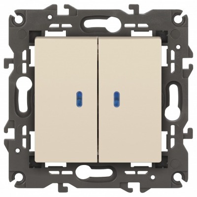 Выключатель двухклавишный с подсветкой без рамки Эра Эра Elegance 14-1105-02 ER_B0034238