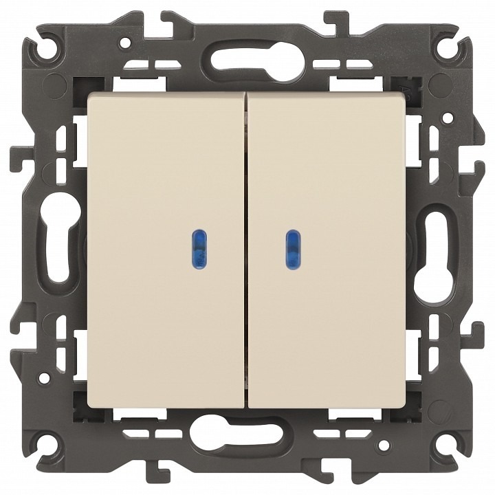 Фото Выключатель двухклавишный с подсветкой без рамки Эра Эра Elegance 14-1105-02 ER_B0034238 - интернет-магазин МегаТерем в Москве