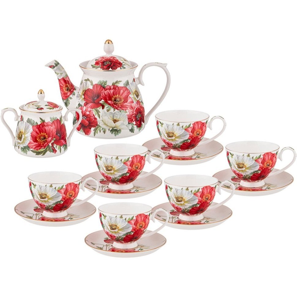 Фото Чайный сервиз lefard  маки на 6 пер. 14 пр. 1000/420/250 мл (104-874)  - интернет-магазин МегаТерем в Москве