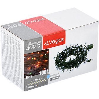 Фото Светодиодная гирлянда для дома (холодный свет) Vegas Нить 100 LED, 10 м, 220V 55063 (64444) - интернет-магазин МегаТерем в Москве