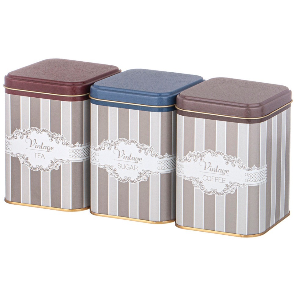 Фото Набор емкостей для хранения elegance из 3-х штук, 9х9х12,5 см, 1л Agness (949-072) - интернет-магазин МегаТерем в Москве